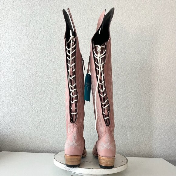 Lane LEXINGTON Over the Knee Womens Cowboy Boots 8.5 Pink Western Cowgirl Tall - Picture 4 of 16